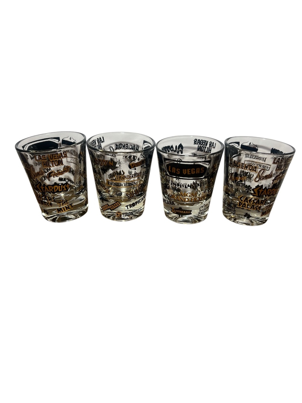 Vintage 70s Las Vegas Landmark Shot Glass - Set of 4